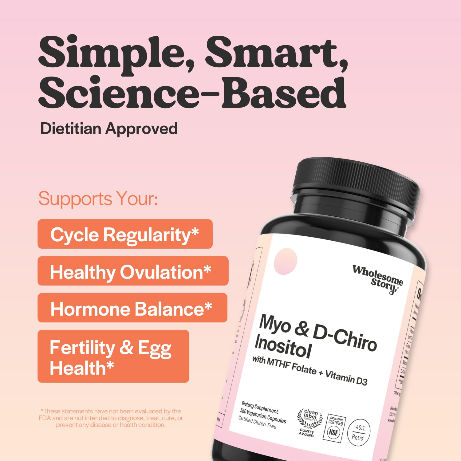 Wholesome Story detalle de la etiqueta con MTHF, ratio 40:1 y vitaminas