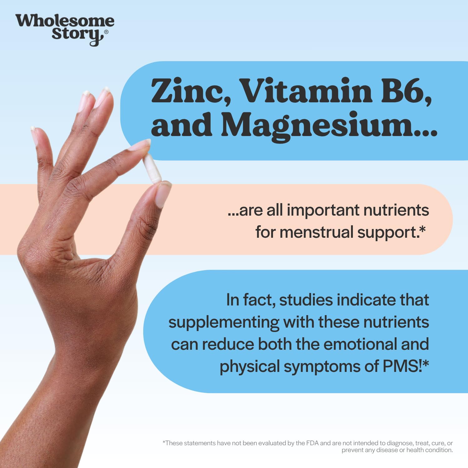Wholesome Story ingredientes zinc magnesio P5P ilustrados claramente