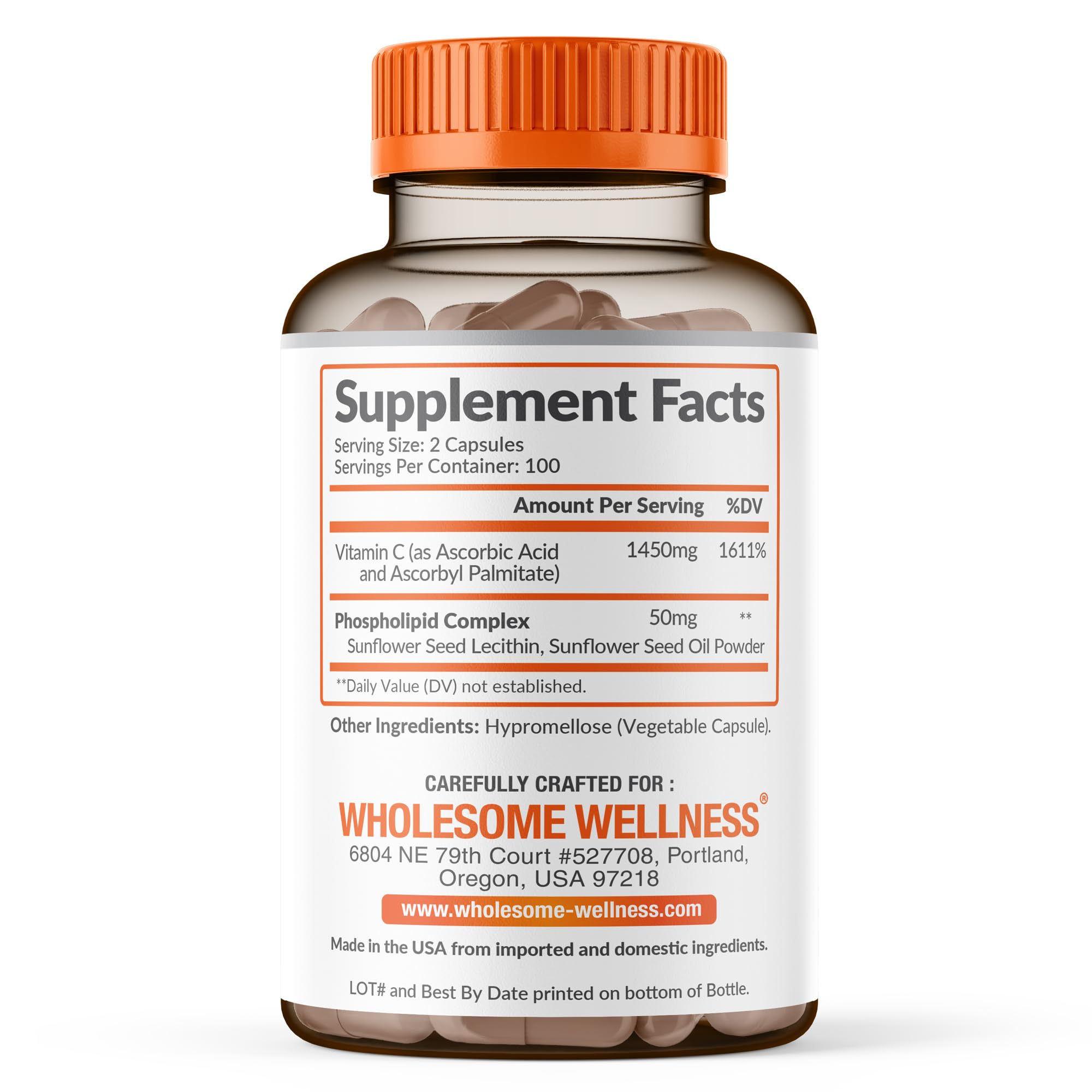 Wholesome Wellness cápsulas veganas textura y tamaño para fácil ingestión
