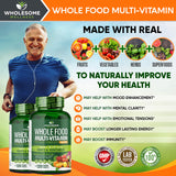 Wholesome Wellness ingredientes naturales: frutas, verduras y extractos en display