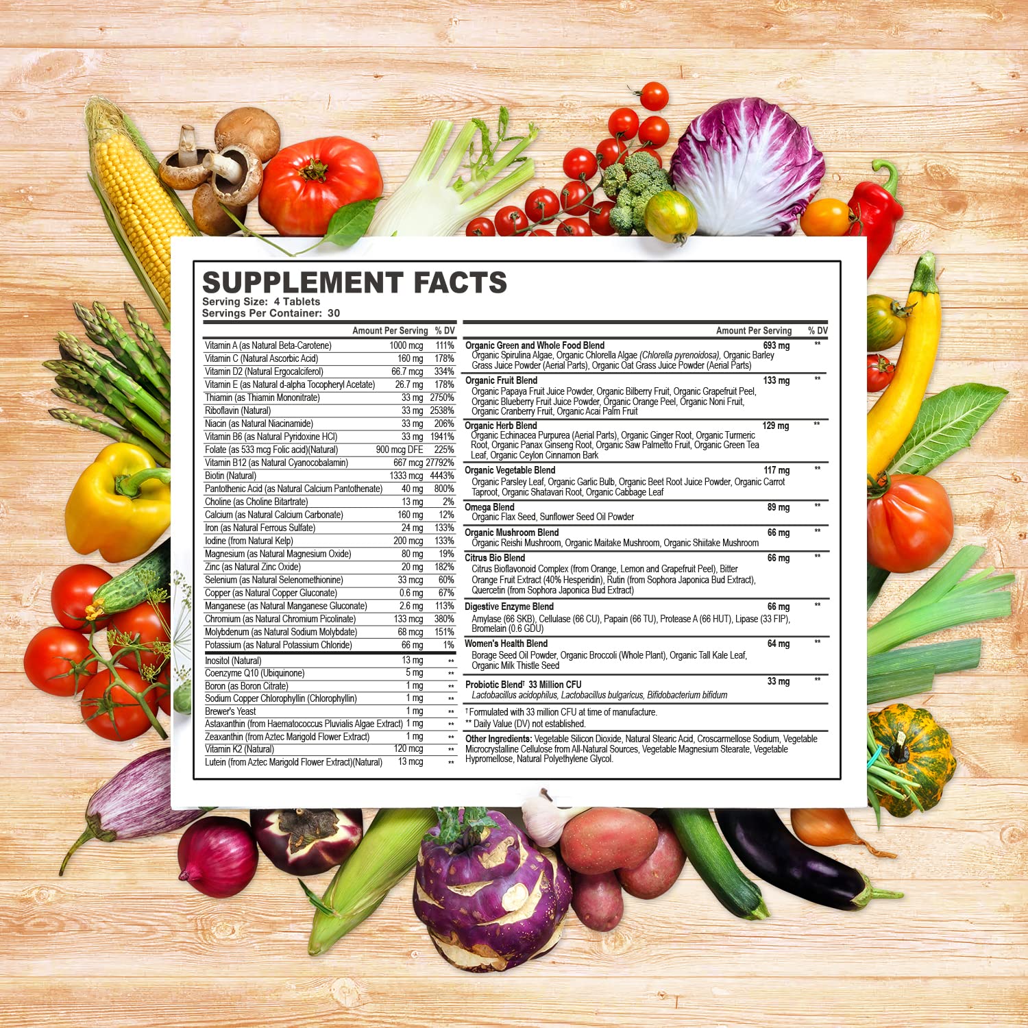 Wholesome Wellness tabletas en primer plano, fácil de tragar y portable