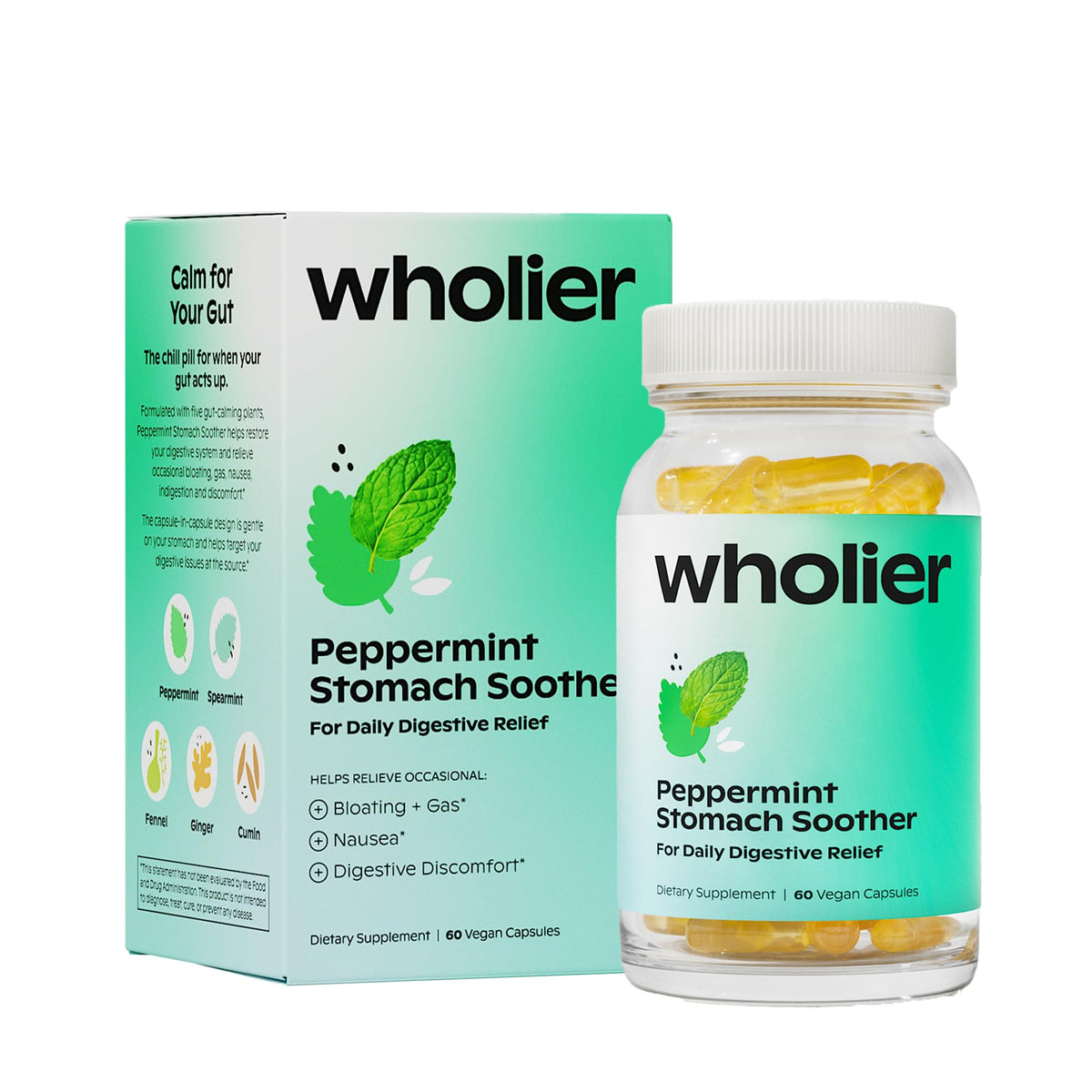 wholier frente del envase mostrando etiqueta clara y beneficios digestivos