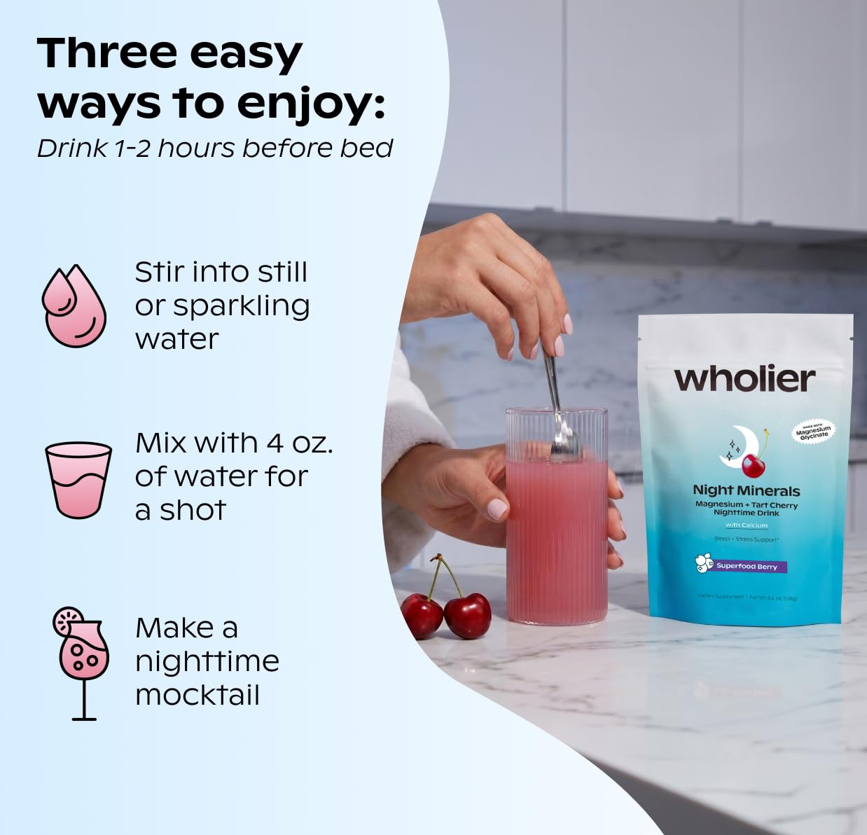 Pequeño shot nocturno preparado con wholier, formato rápido para tomar como cierre del día