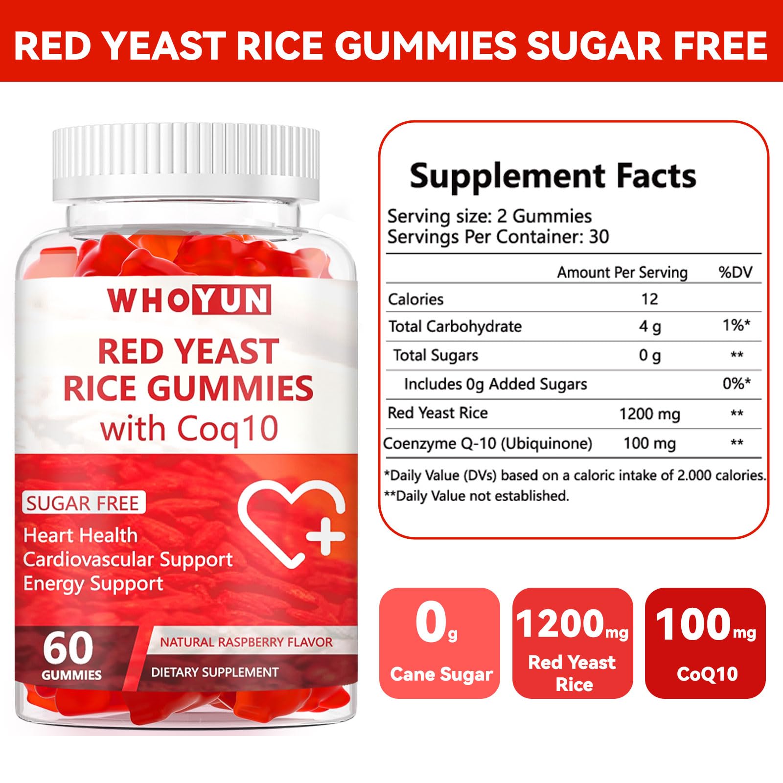 Whoyun gomitas en primer plano textura frambuesa, sabor natural
