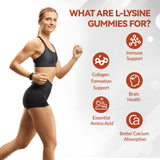 Bote Whoyun L-Lysine abierto mostrando gomitas en su interior, claridad sobre contenido