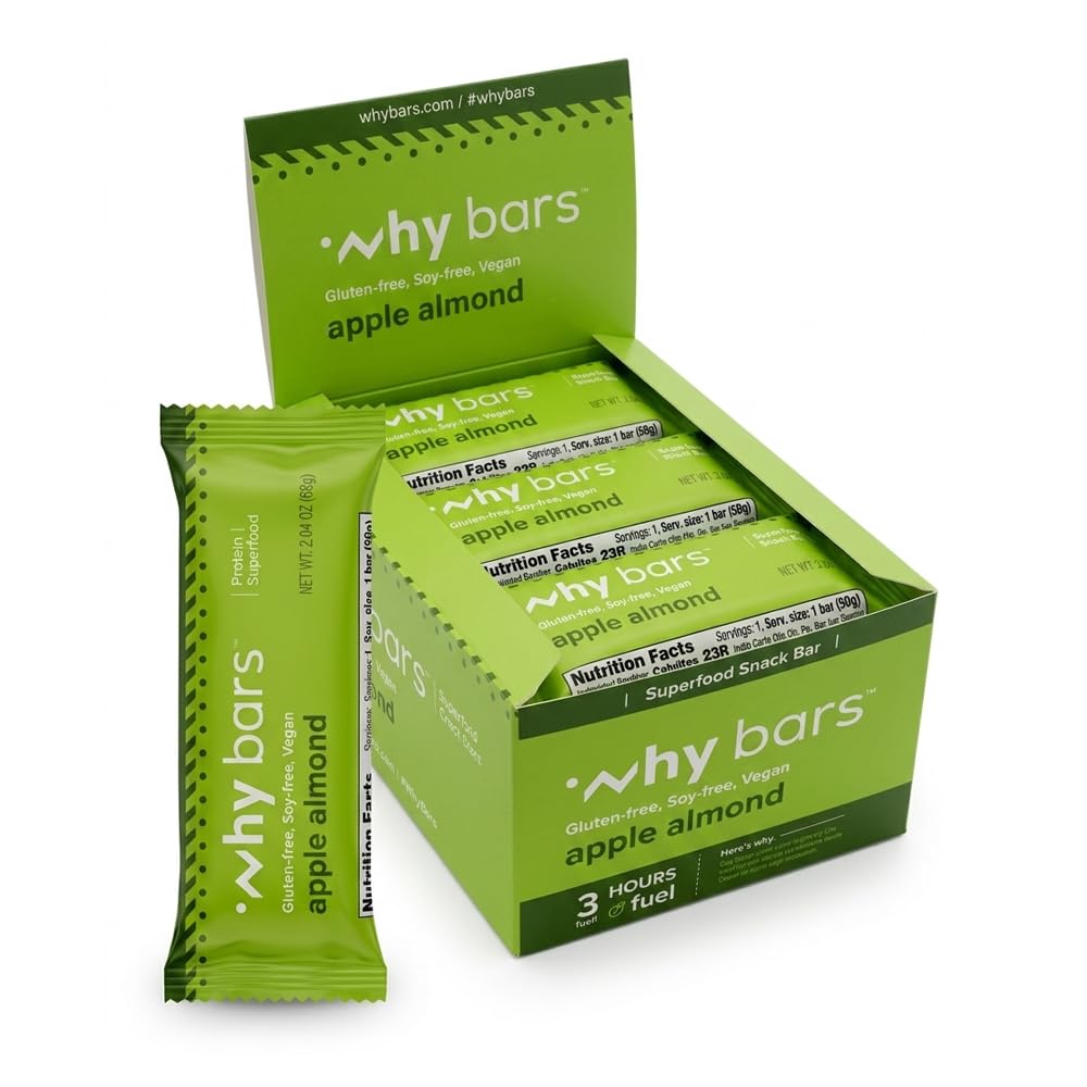 Why Bars empaque frontal mostrando pack de 12 barras y conveniencia