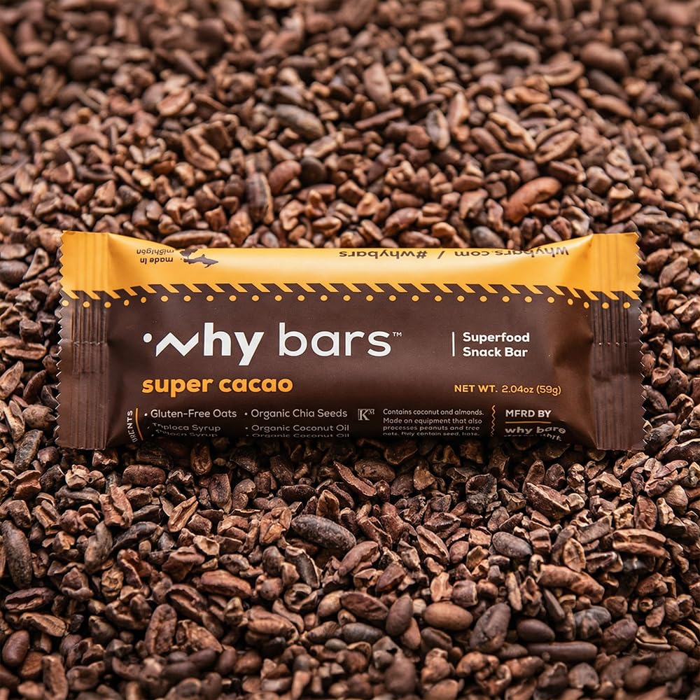 WHY BARS primer plano de la textura de cacao, resalta sabor natural
