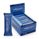 Why Bars frente del empaque mostrando sabor arándano y beneficio portátil