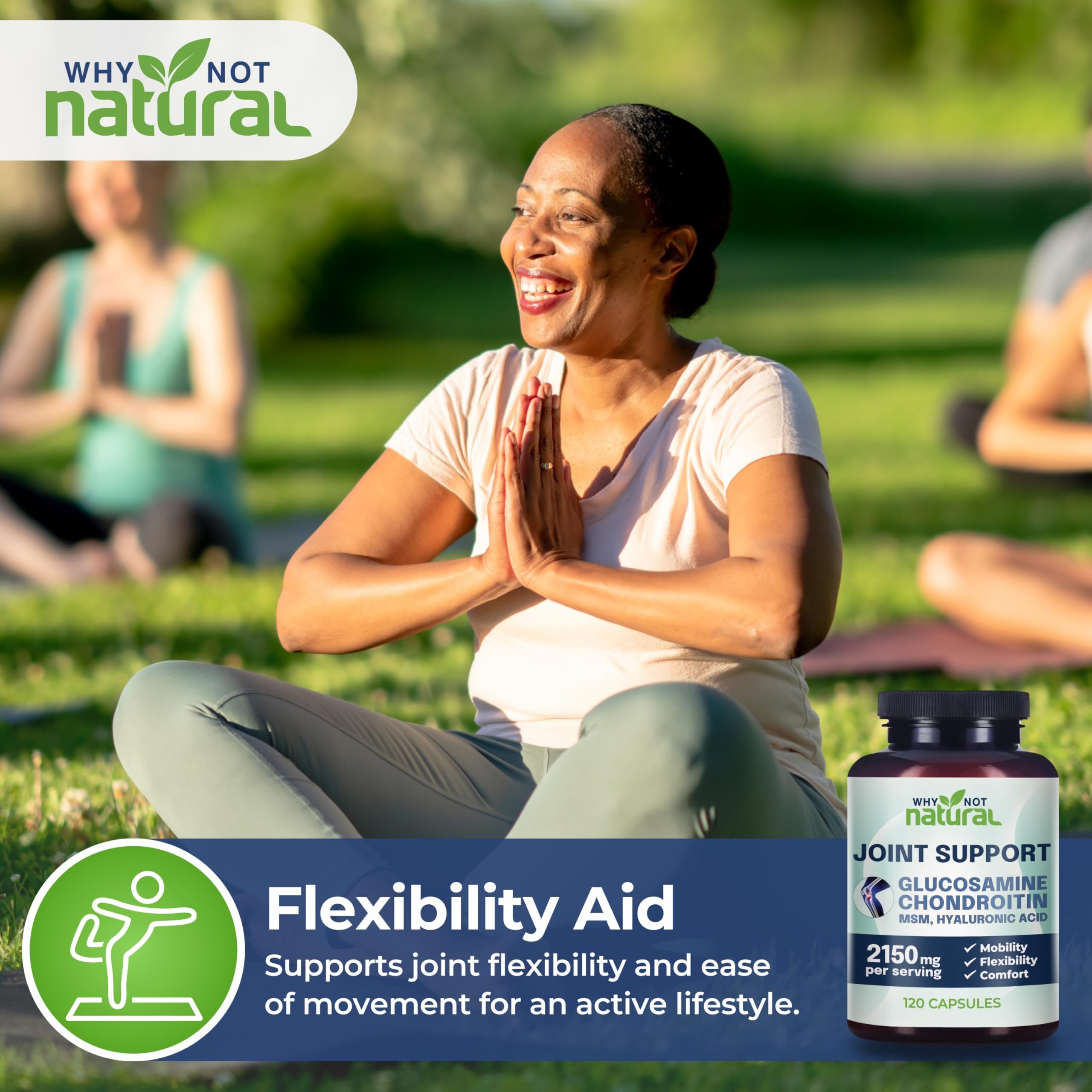 Why Not Natural escena lifestyle con corredor mostrando soporte articular activo