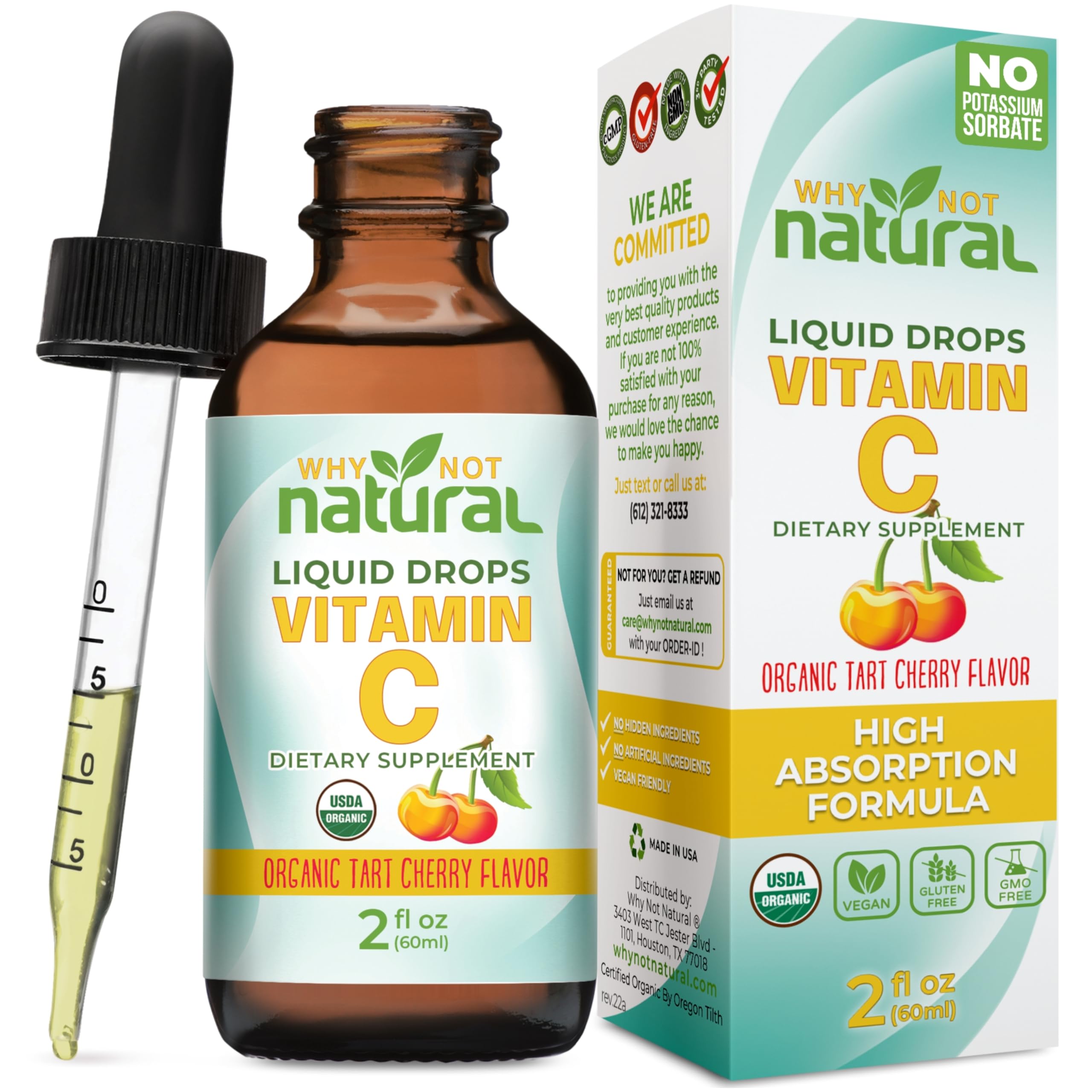 Why Not Natural envase frontal mostrando la marca y beneficio de vitamina C