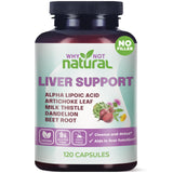 Why Not Natural frente del envase mostrando 120 cápsulas y beneficio de limpieza hepática