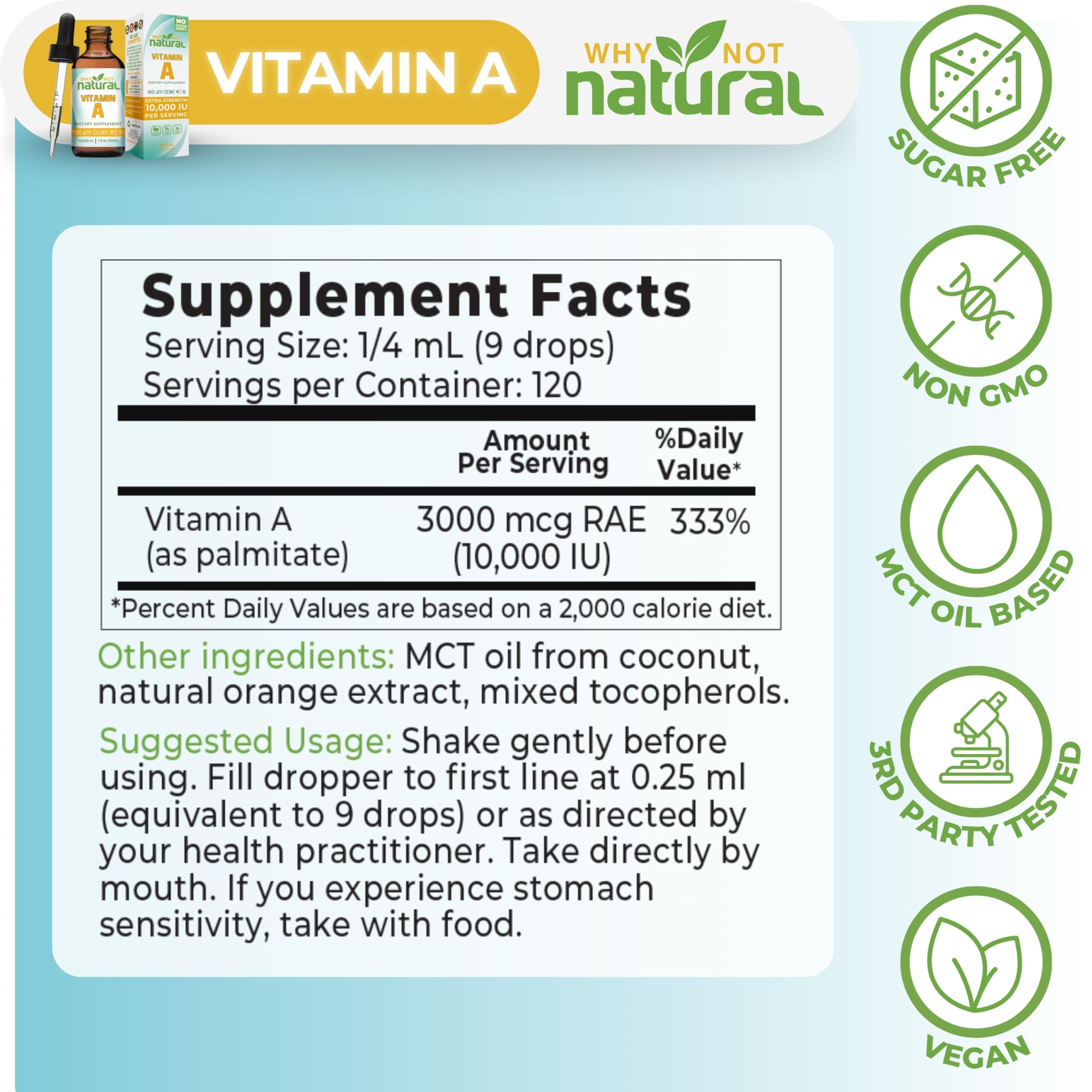 Why Not Natural persona administrando gota sublingual, beneficio comodidad diaria