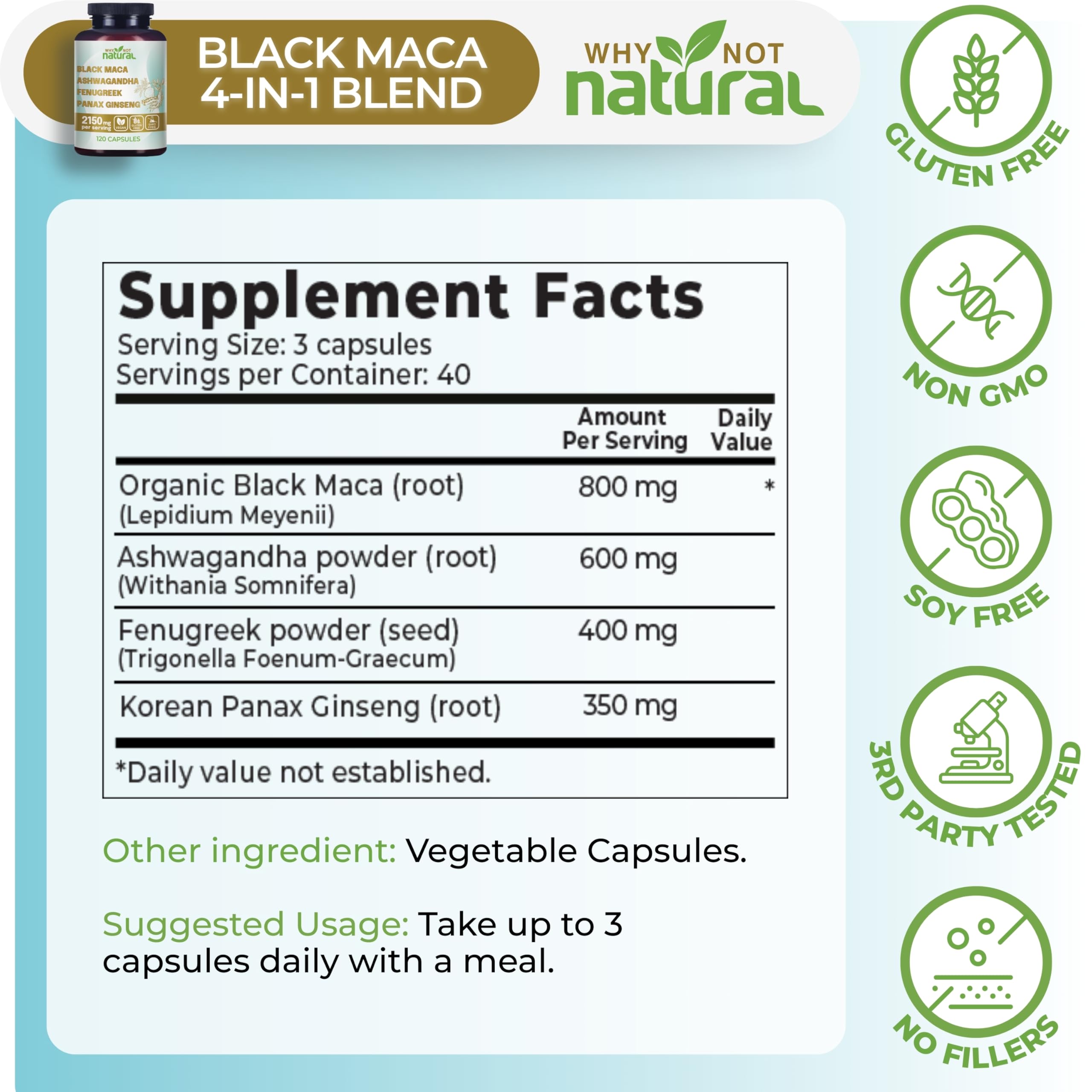 Why Not Natural maca negra molida en cuchara para ver textura y origen orgánico