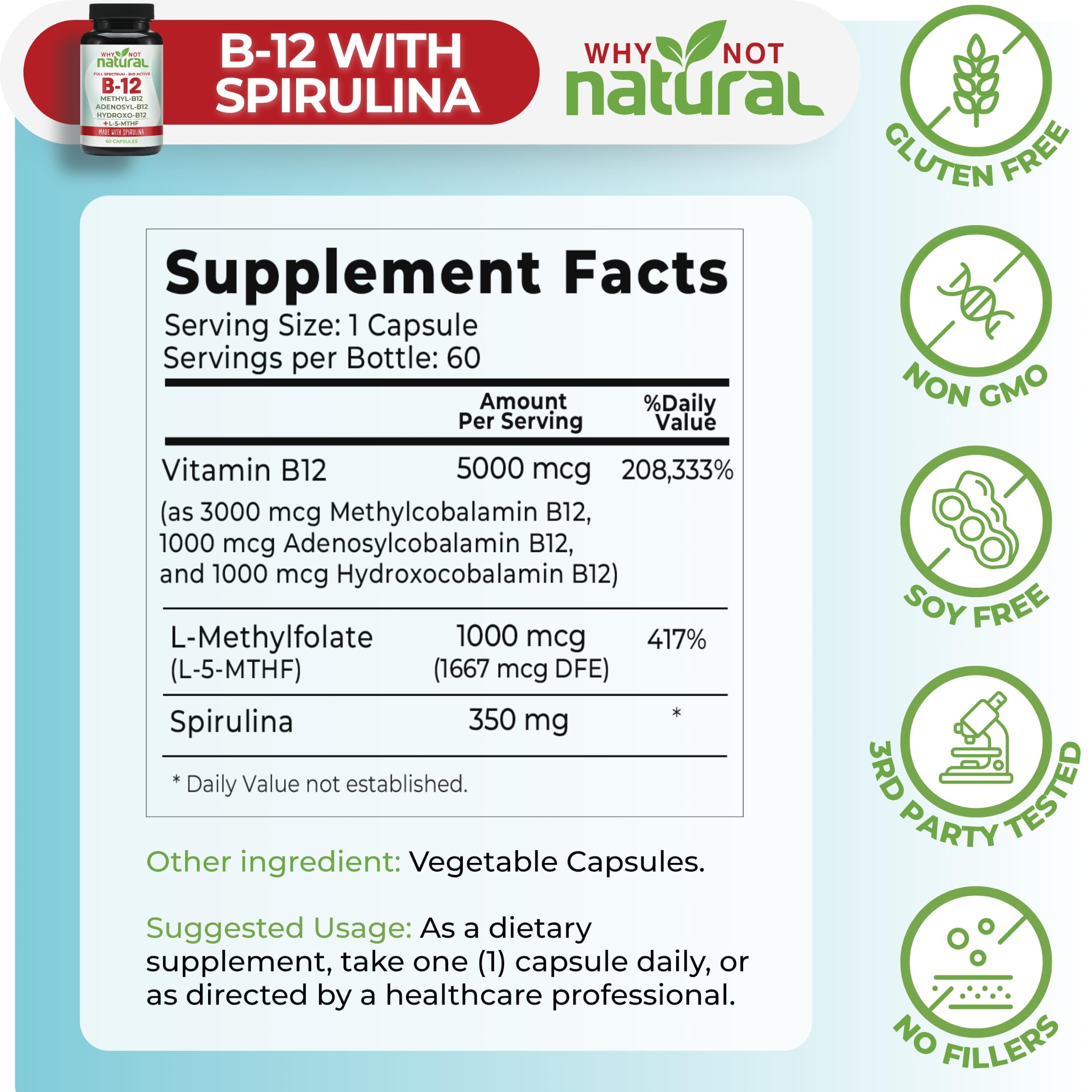Why Not Natural polvo de spirulina usado como único excipiente natural