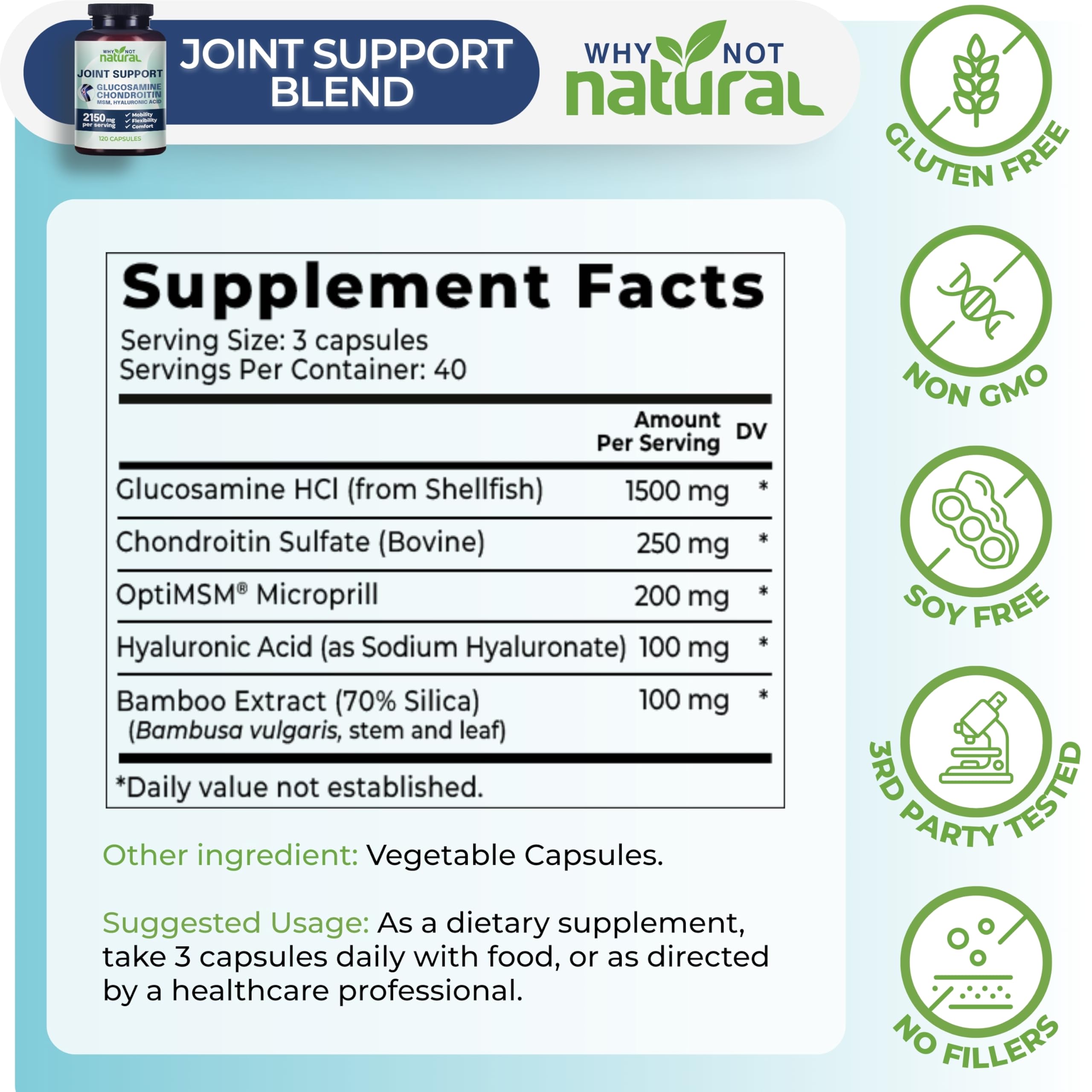 Why Not Natural suplemento en uso durante entrenamiento de rodilla para movilidad