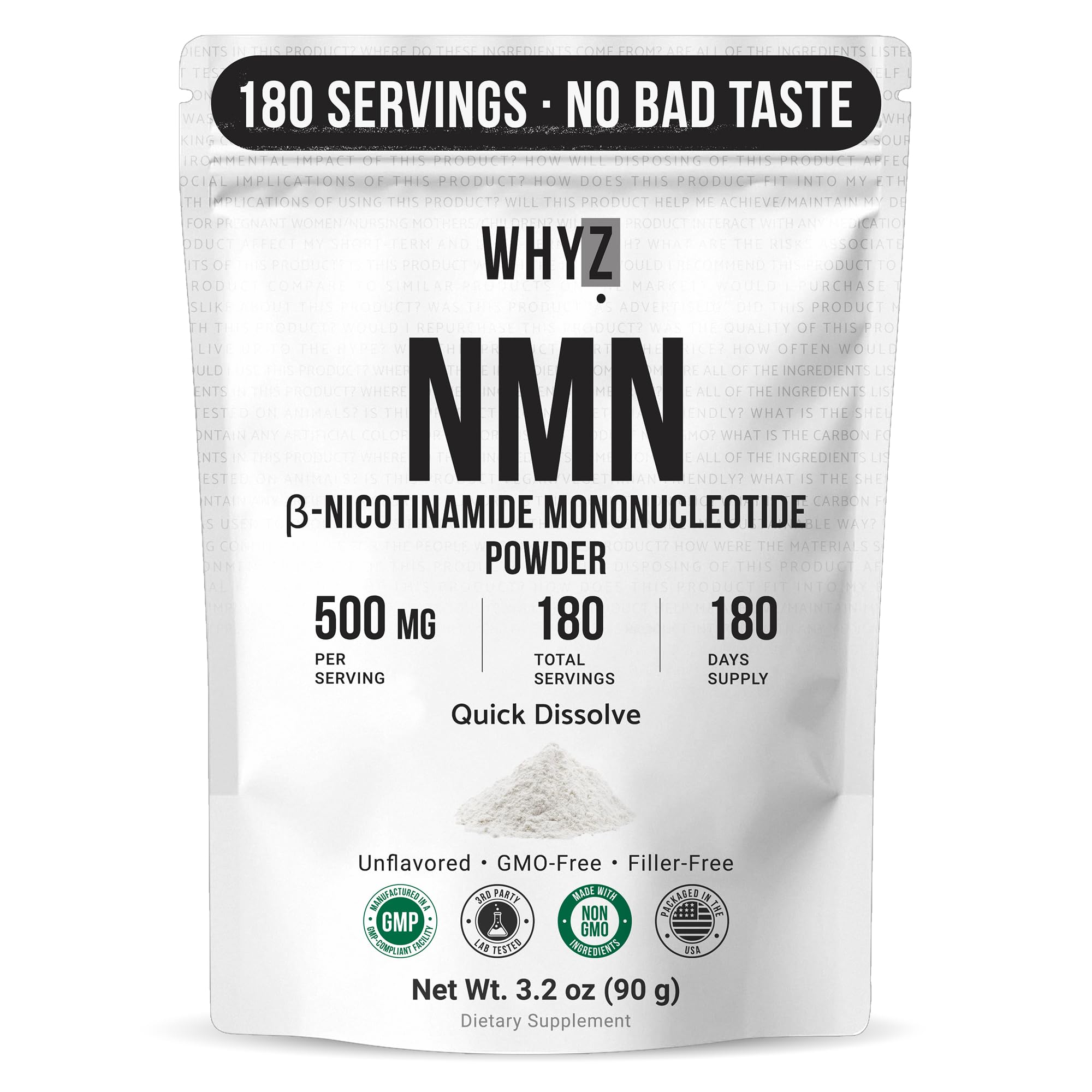 WHYZ pouch frontal mostrando envase resellable y beneficio de conservación