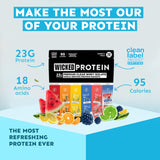 WICKED Protein polvo del sobre abierto, textura clara y fina que facilita disolución