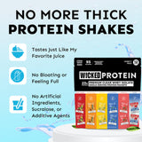 WICKED Protein vaso con bebida mezclada, refrescante y alta en proteína después del entrenamiento