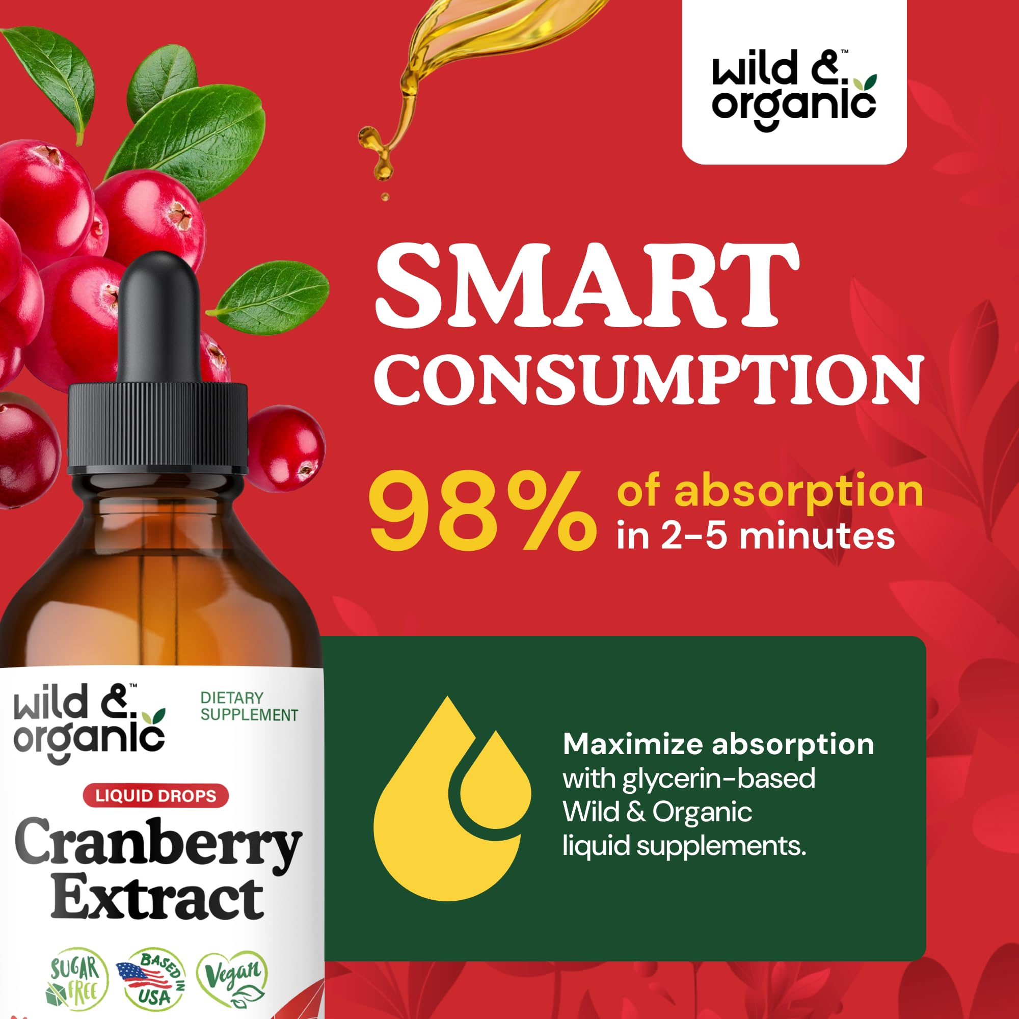 Wild & Organic botella en mano para comparar tamaño y cantidad de dosis