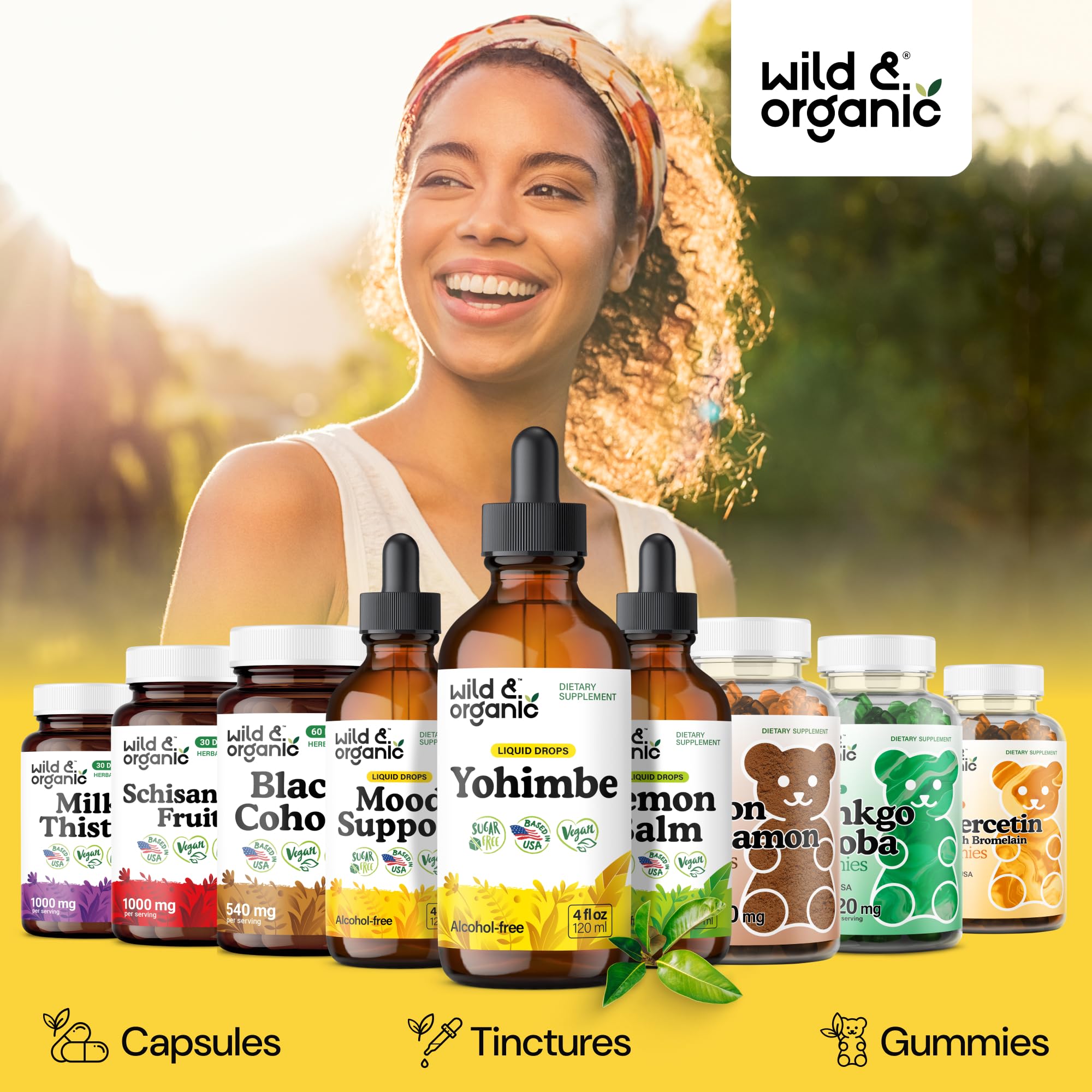 Wild & Organic botella junto a una regla para comparar tamaño