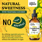 Wild & Organic botella junto a una mano para comparar tamaño y porciones, aclara escala