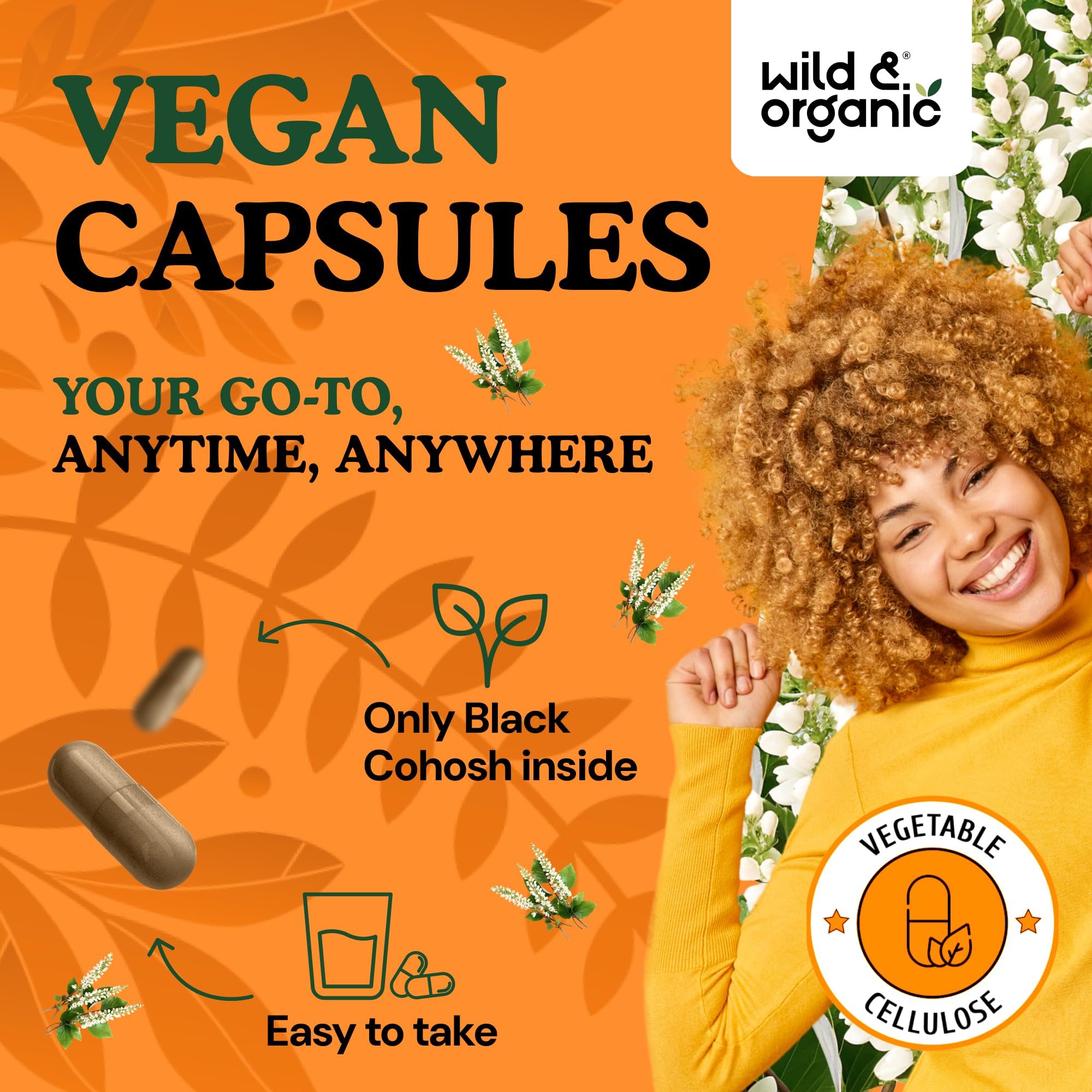 Wild & Organic cápsula en mano para mostrar tamaño y facilidad