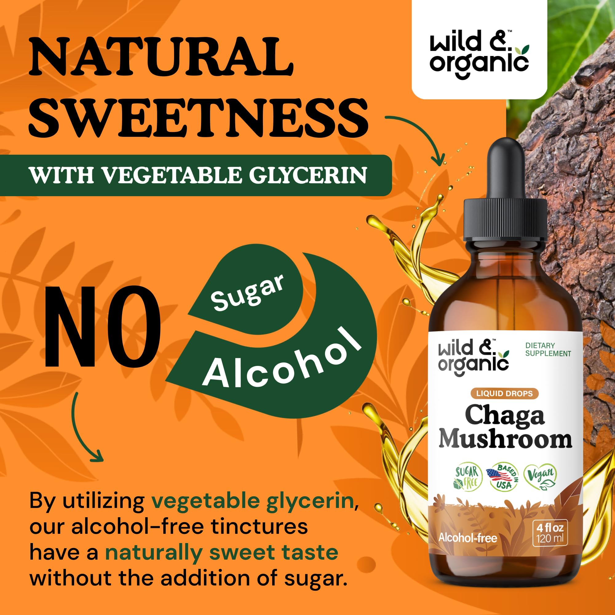 Wild & Organic botella junto a regla para comparar tamaño