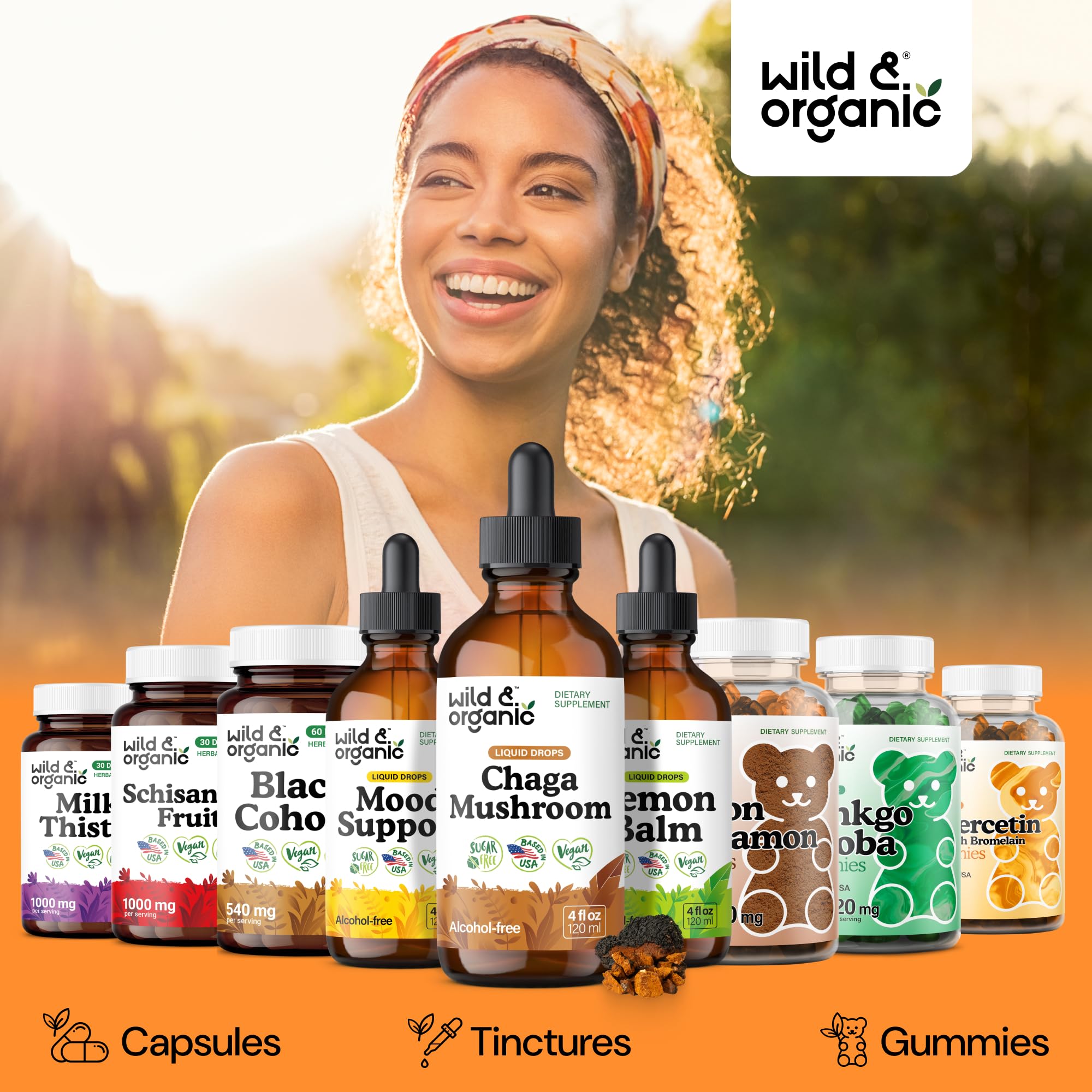 Wild & Organic etiqueta con ingredientes claros y sin aditivos