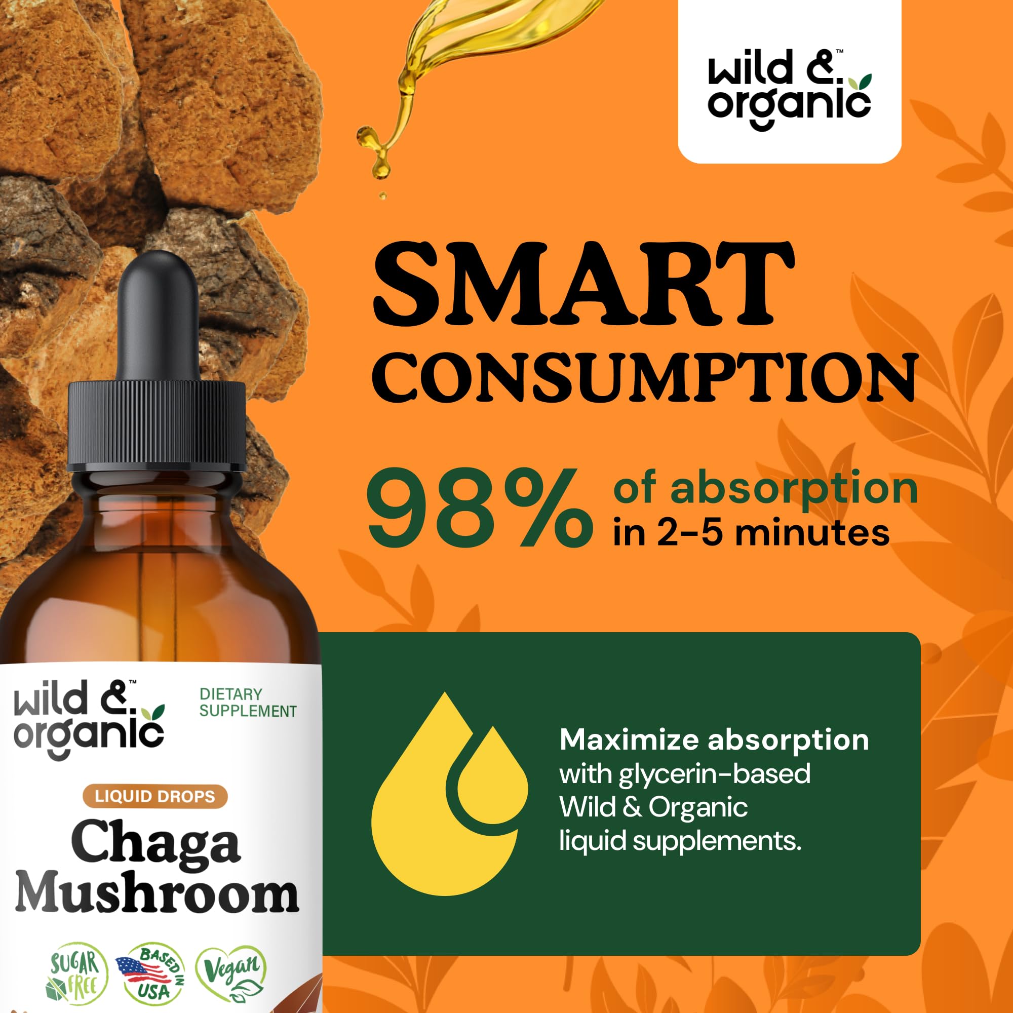 Wild & Organic gotas en taza de té para mezcla rápida y cómoda