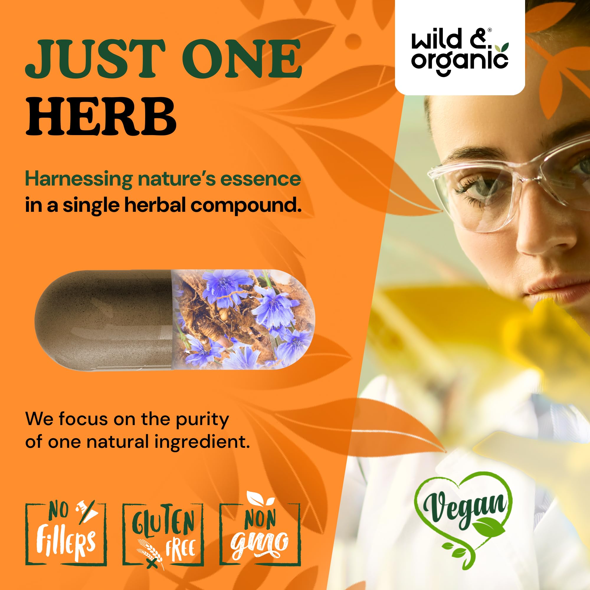 Wild & Organic cápsulas junto a monedas para mostrar tamaño y porción
