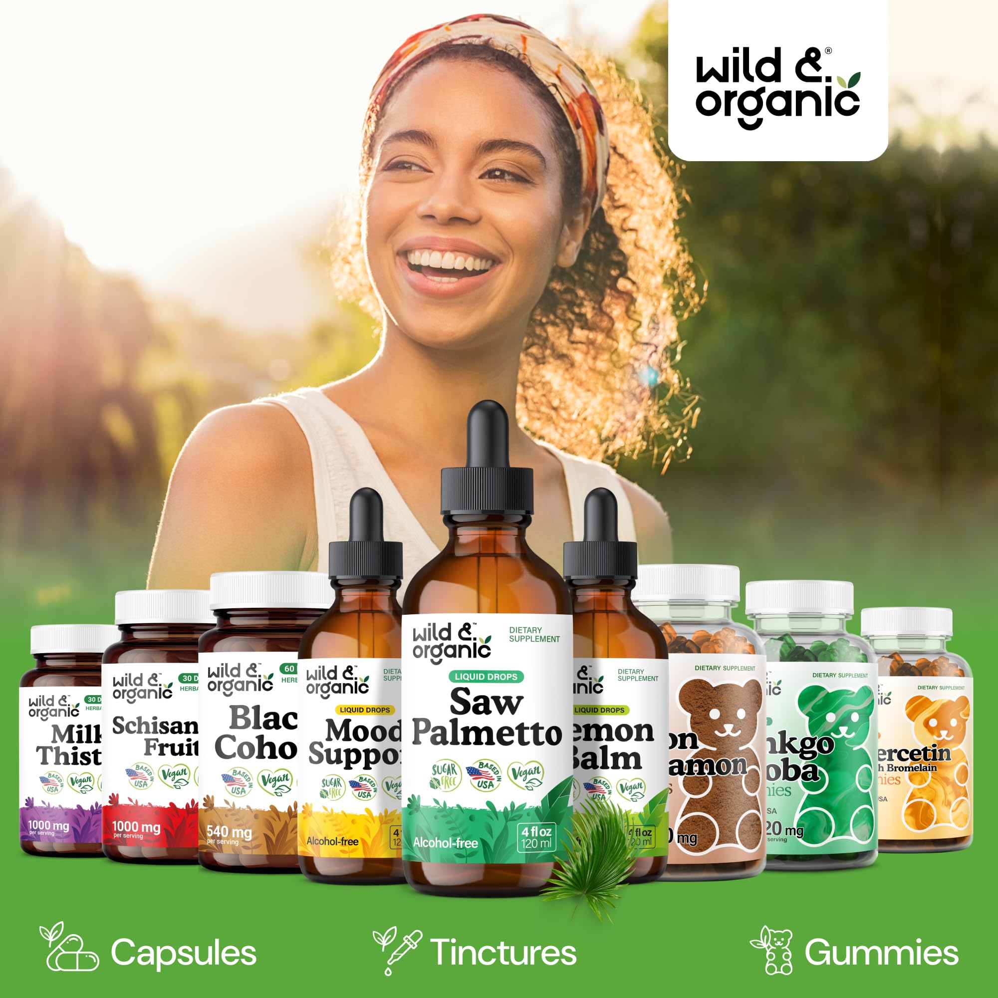 Wild & Organic comparación de tamaño del frasco para referencia visual
