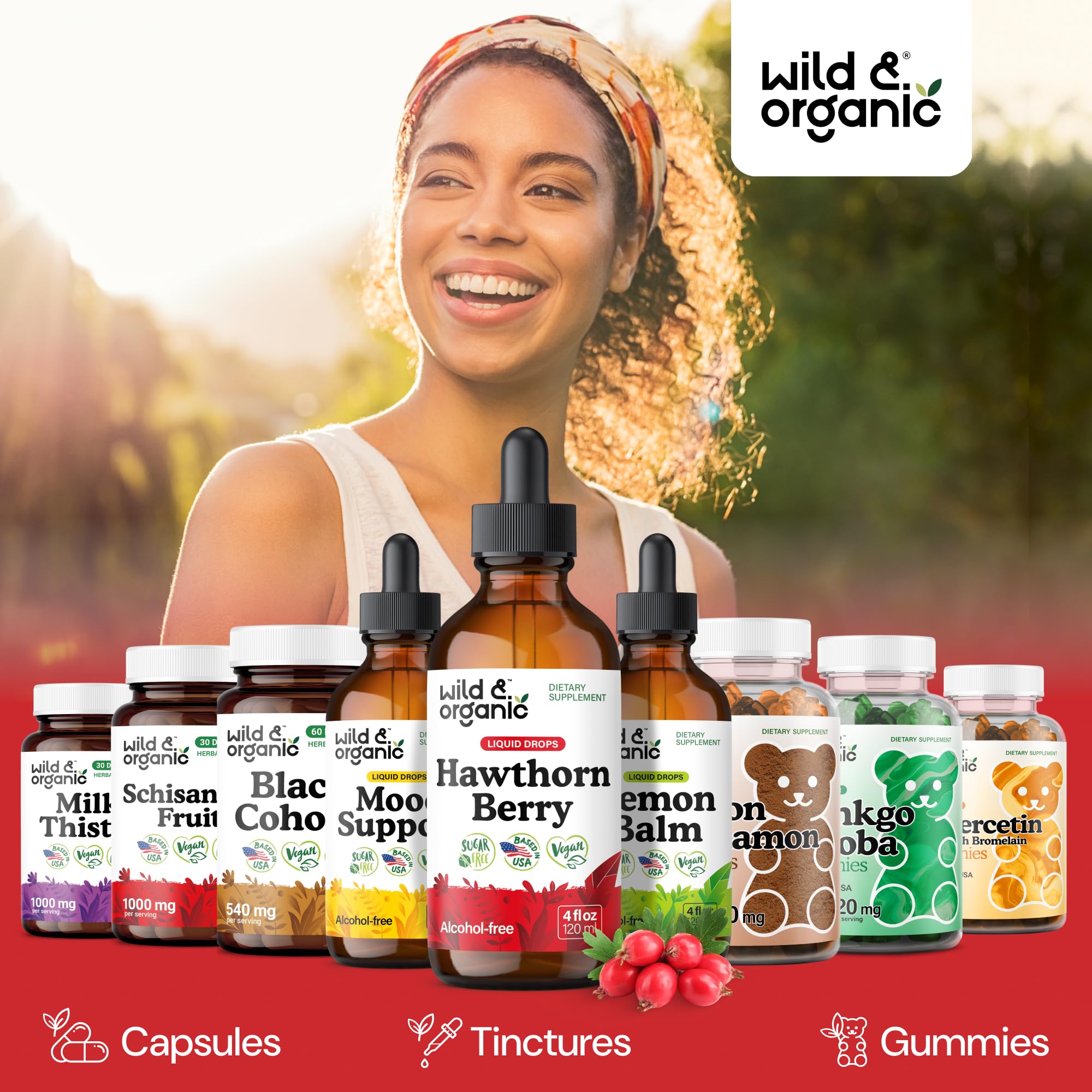Wild & Organic frasco junto a una regla para comparar tamaño y porciones