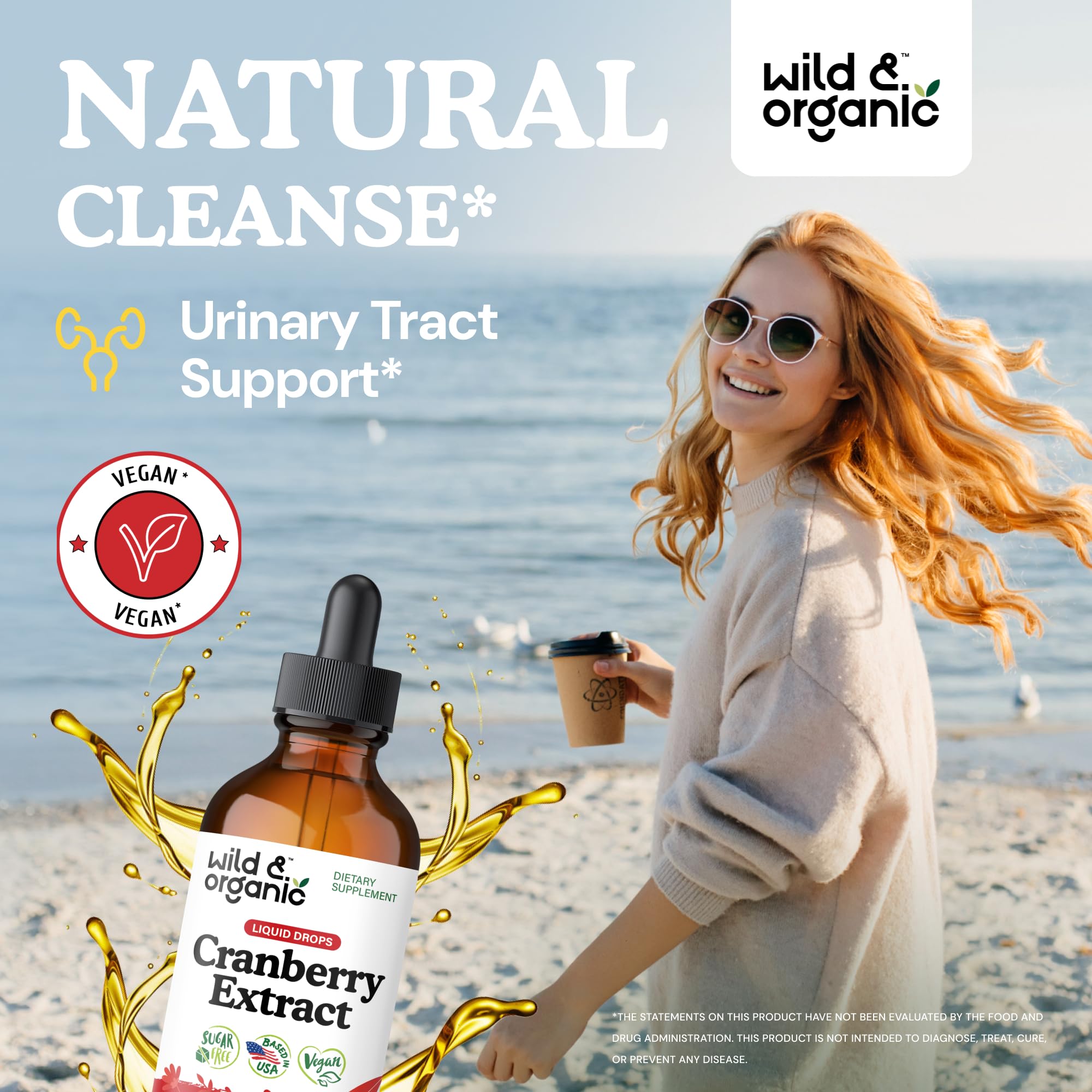 Wild & Organic detalle de etiqueta con información vegan y sin alcohol