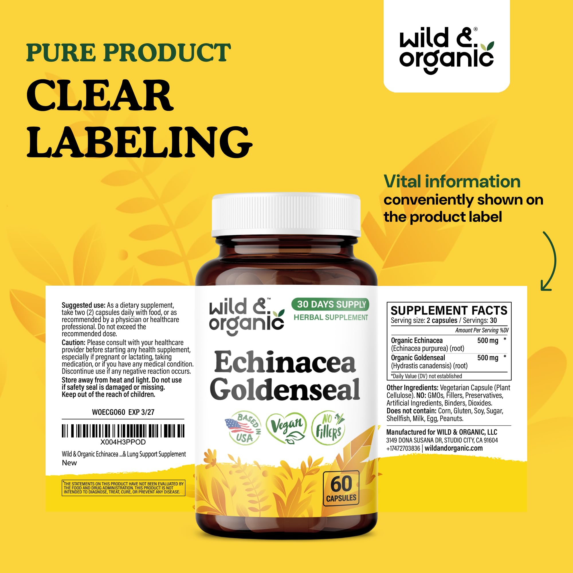 Wild & Organic frasco en entorno natural, comunica origen vegetal y estilo de vida