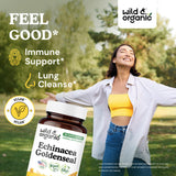 Wild & Organic cápsula vegana en primer plano, fácil de tragar y sin rellenos