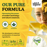 Wild & Organic etiqueta con ingredientes y dosis, transparencia para el consumidor
