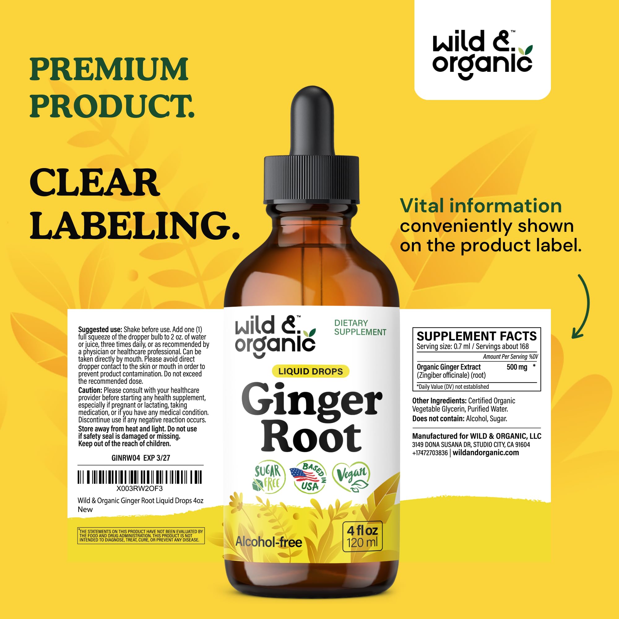 Wild & Organic empaque lateral con información nutricional visible