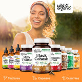 Wild & Organic frasco en escena de bienestar para uso diario