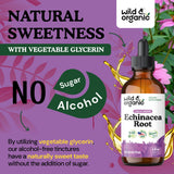 Wild & Organic gotas en té caliente, mezcla y sabor suave