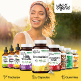 Wild & Organic envase abierto con cápsulas dentro para almacenamiento seguro