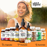 Wild & Organic frasco junto a regla para comparar tamaño y capacidad