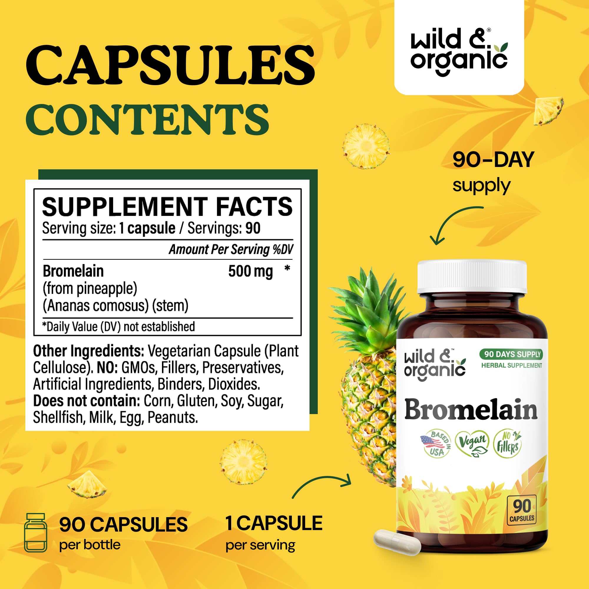 Wild & Organic etiqueta con información nutricional y lista de ingredientes