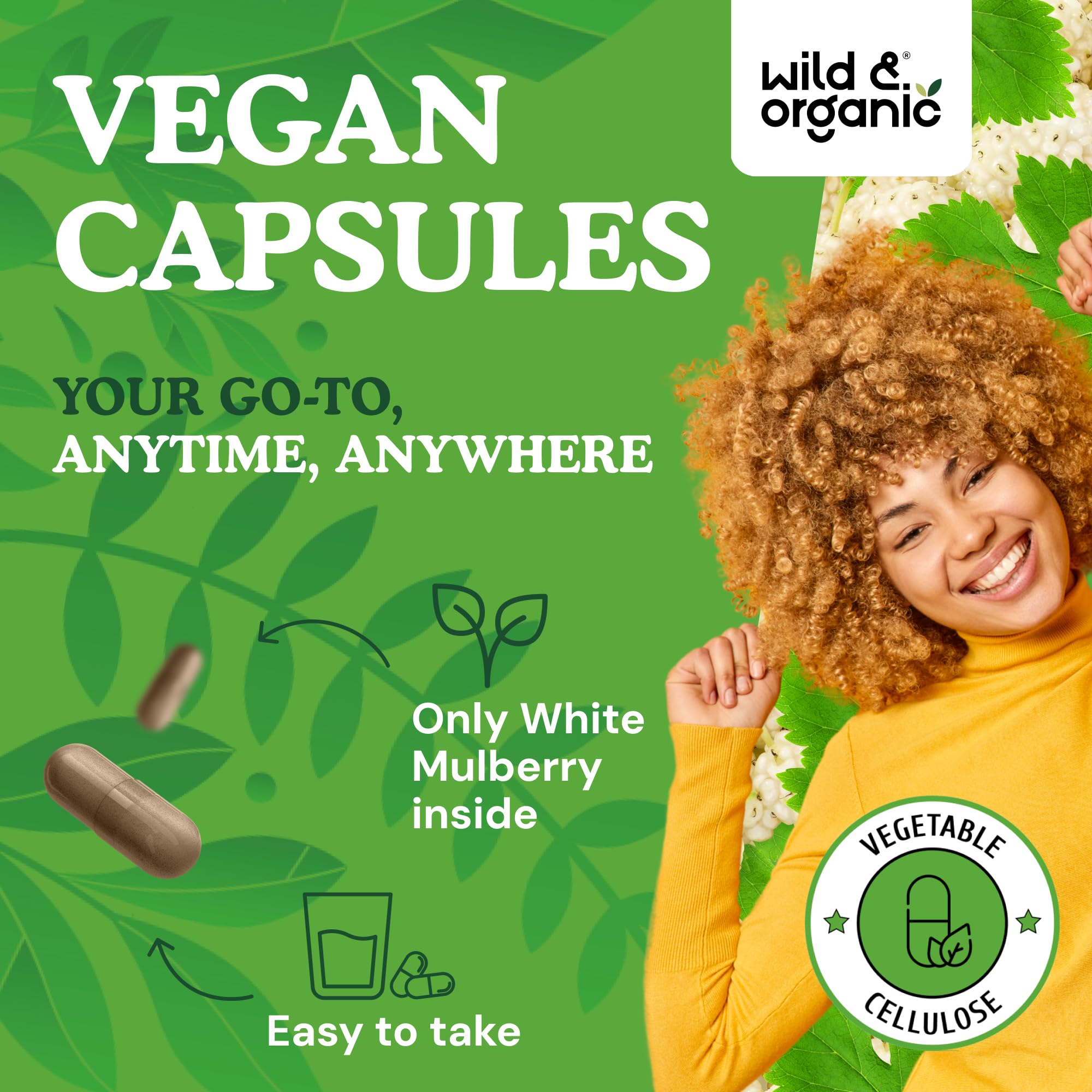 Wild & Organic etiqueta con información clara de ingredientes y dosis