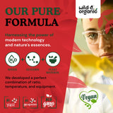 Wild & Organic etiqueta con listado de ingredientes naturales y sin OGM