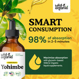 Wild & Organic etiqueta nutricional visible con contenido de yohimbina