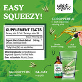 Wild & Organic cuentagotas dispensando gotas con dosificación precisa