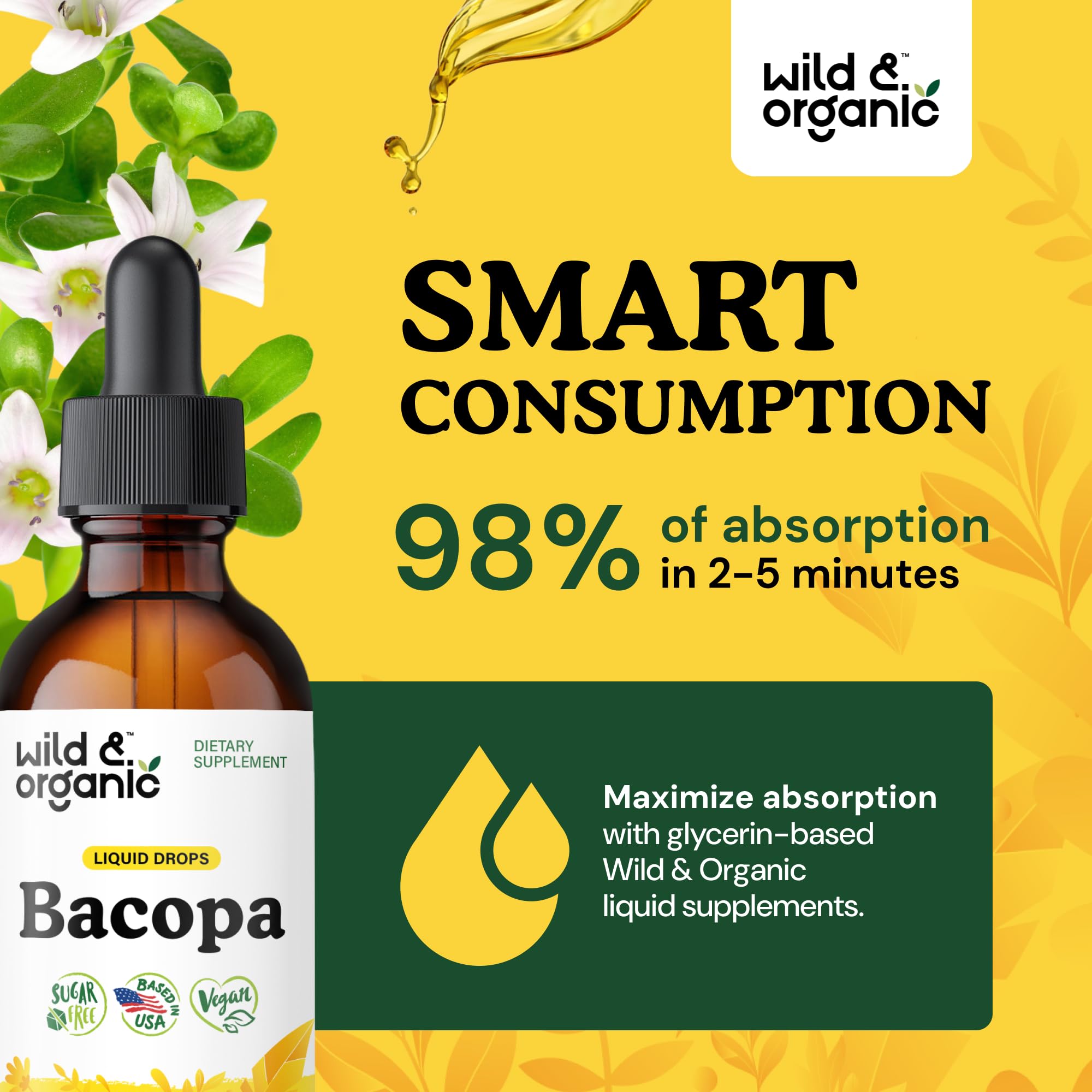 Wild & Organic frasco junto a una regla para comparar tamaño y duración