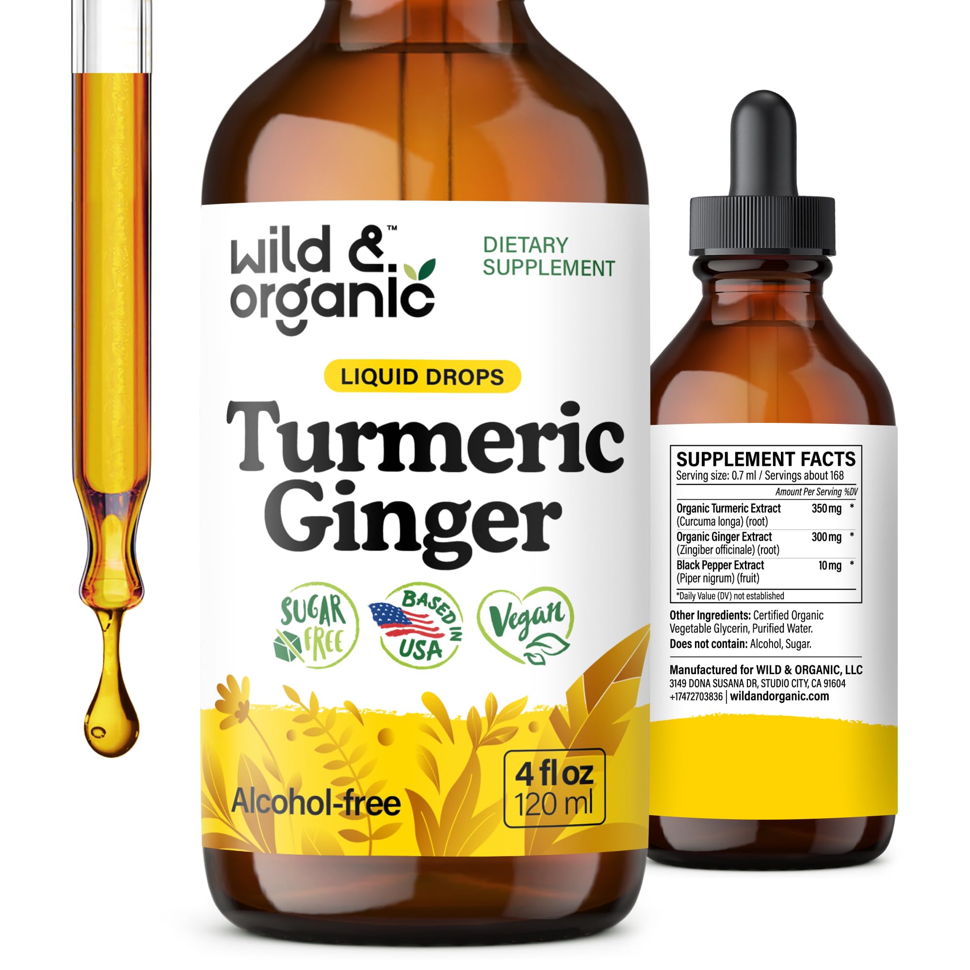 Wild & Organic frasco frontal mostrando etiqueta clara y beneficios