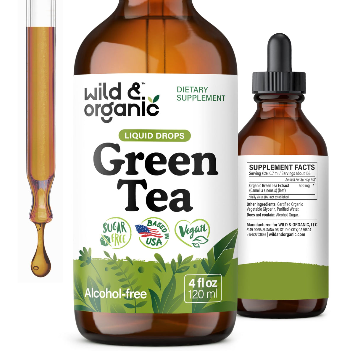Wild & Organic frasco frontal mostrando etiqueta clara y capacidad