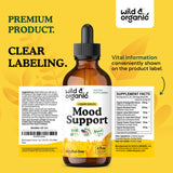 Wild & Organic frasco lateral mostrando lista de características y sellos veganos